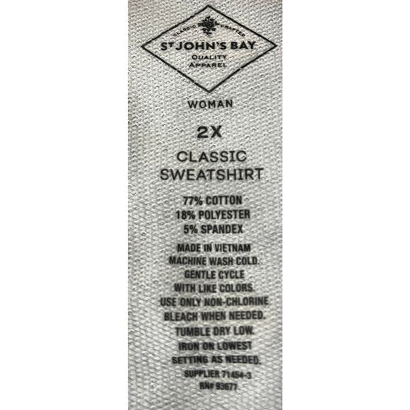 ST.JOHN’S BAY LONG SLV CREW FLEECE SWEATSHIRT, WOMENS, 2X, NAVY-WHITE POLKA DOT - Picture 10 of 10